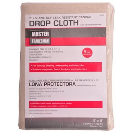 Master Tradesman Master Tradesman 85355 5 x 5 ft. Poly Backed Canvas Dropcloth 155633